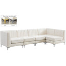  Manufacturer Color_Cream -- Alina 116.5" Cream Velvet Upholstered 5 pc Modular Sectional IMAGE 2