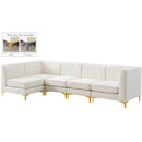  Manufacturer Color_Cream -- Alina 116.5" Cream Velvet Upholstered 5 pc Modular Sectional IMAGE 3
