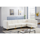 Manufacturer Color_Cream -- Alina 116.5" Cream Velvet Upholstered 5 pc Modular Sectional IMAGE 5