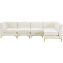  Manufacturer Color_Cream -- Alina 116.5" Cream Velvet Upholstered 5 pc Modular Sectional IMAGE 8