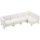  Manufacturer Color_Cream -- Alina 116.5" Cream Velvet Upholstered 5 pc Modular Sectional IMAGE 9
