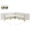  Manufacturer Color_Cream -- Alina 91" Cream Velvet Upholstered 5 pc Modular Sectional IMAGE 17