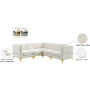  Manufacturer Color_Cream -- Alina 91" Cream Velvet Upholstered 5 pc Modular Sectional IMAGE 18