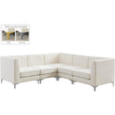  Manufacturer Color_Cream -- Alina 91" Cream Velvet Upholstered 5 pc Modular Sectional IMAGE 2