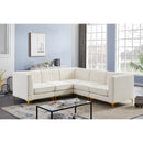  Manufacturer Color_Cream -- Alina 91" Cream Velvet Upholstered 5 pc Modular Sectional IMAGE 4
