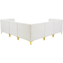  Manufacturer Color_Cream -- Alina 91" Cream Velvet Upholstered 5 pc Modular Sectional IMAGE 5