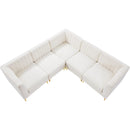  Manufacturer Color_Cream -- Alina 91" Cream Velvet Upholstered 5 pc Modular Sectional IMAGE 6