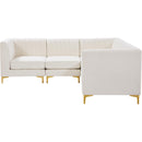  Manufacturer Color_Cream -- Alina 91" Cream Velvet Upholstered 5 pc Modular Sectional IMAGE 7