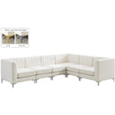  Manufacturer Color_Cream -- Alina 116.5" Cream Velvet Upholstered 6 pc Modular Sectional IMAGE 2