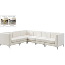  Manufacturer Color_Cream -- Alina 116.5" Cream Velvet Upholstered 6 pc Modular Sectional IMAGE 4