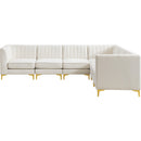  Manufacturer Color_Cream -- Alina 116.5" Cream Velvet Upholstered 6 pc Modular Sectional IMAGE 9