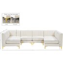  Manufacturer Color_Cream -- Alina 116.5" Cream Velvet Upholstered 6 pc Modular Sectional IMAGE 14