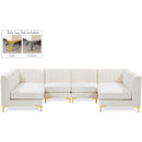  Manufacturer Color_Cream -- Alina 116.5" Cream Velvet Upholstered 6 pc Modular Sectional IMAGE 1