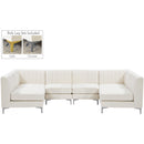  Manufacturer Color_Cream -- Alina 116.5" Cream Velvet Upholstered 6 pc Modular Sectional IMAGE 2