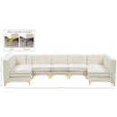  Manufacturer Color_Cream -- Alina 142" Cream Velvet Upholstered 7 pc Modular Sectional IMAGE 14