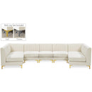 Manufacturer Color_Cream -- Alina 142" Cream Velvet Upholstered 7 pc Modular Sectional IMAGE 1