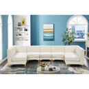  Manufacturer Color_Cream -- Alina 142" Cream Velvet Upholstered 7 pc Modular Sectional IMAGE 3