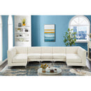  Manufacturer Color_Cream -- Alina 142" Cream Velvet Upholstered 7 pc Modular Sectional IMAGE 4