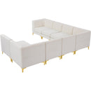  Manufacturer Color_Cream -- Alina 142" Cream Velvet Upholstered 8 pc Modular Sectional IMAGE 5