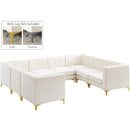  Manufacturer Color_Cream -- Alina 116.5" Cream Velvet Upholstered 8 pc Modular Sectional IMAGE 5