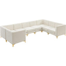  Manufacturer Color_Cream -- Alina 142" Cream Velvet Upholstered 8 pc Modular Sectional IMAGE 9