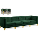  Manufacturer Color_Green -- Alina 116.5" Green Velvet Upholstered 4 pc Modular Sofa IMAGE 1