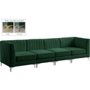 Manufacturer Color_Green -- Alina 116.5" Green Velvet Upholstered 4 pc Modular Sofa IMAGE 2