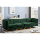  Manufacturer Color_Green -- Alina 116.5" Green Velvet Upholstered 4 pc Modular Sofa IMAGE 3