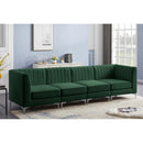  Manufacturer Color_Green -- Alina 116.5" Green Velvet Upholstered 4 pc Modular Sofa IMAGE 4