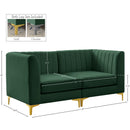  Manufacturer Color_Green -- Alina 65" Green Velvet Upholstered 2 pc Modular Loveseat IMAGE 17