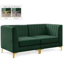  Manufacturer Color_Green -- Alina 65" Green Velvet Upholstered 2 pc Modular Loveseat IMAGE 1