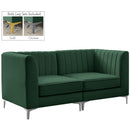  Manufacturer Color_Green -- Alina 65" Green Velvet Upholstered 2 pc Modular Loveseat IMAGE 2