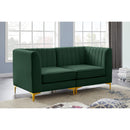  Manufacturer Color_Green -- Alina 65" Green Velvet Upholstered 2 pc Modular Loveseat IMAGE 3
