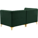  Manufacturer Color_Green -- Alina 65" Green Velvet Upholstered 2 pc Modular Loveseat IMAGE 5