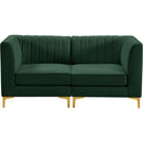  Manufacturer Color_Green -- Alina 65" Green Velvet Upholstered 2 pc Modular Loveseat IMAGE 6