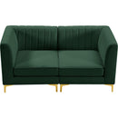  Manufacturer Color_Green -- Alina 65" Green Velvet Upholstered 2 pc Modular Loveseat IMAGE 7