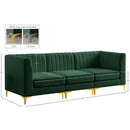  Manufacturer Color_Green -- Alina 91" Green Velvet Upholstered 3 pc Modular Sofa IMAGE 17