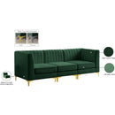  Manufacturer Color_Green -- Alina 91" Green Velvet Upholstered 3 pc Modular Sofa IMAGE 18