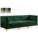  Manufacturer Color_Green -- Alina 91" Green Velvet Upholstered 3 pc Modular Sofa IMAGE 1