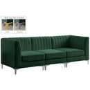  Manufacturer Color_Green -- Alina 91" Green Velvet Upholstered 3 pc Modular Sofa IMAGE 2