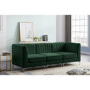  Manufacturer Color_Green -- Alina 91" Green Velvet Upholstered 3 pc Modular Sofa IMAGE 4