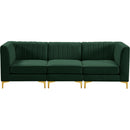  Manufacturer Color_Green -- Alina 91" Green Velvet Upholstered 3 pc Modular Sofa IMAGE 6