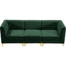  Manufacturer Color_Green -- Alina 91" Green Velvet Upholstered 3 pc Modular Sofa IMAGE 7