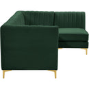  Manufacturer Color_Green -- Alina 91" Green Velvet Upholstered 4 pc Modular Sectional IMAGE 10