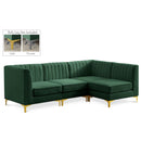  Manufacturer Color_Green -- Alina 91" Green Velvet Upholstered 4 pc Modular Sectional IMAGE 1