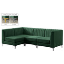  Manufacturer Color_Green -- Alina 91" Green Velvet Upholstered 4 pc Modular Sectional IMAGE 4
