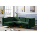  Manufacturer Color_Green -- Alina 91" Green Velvet Upholstered 4 pc Modular Sectional IMAGE 6