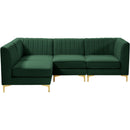  Manufacturer Color_Green -- Alina 91" Green Velvet Upholstered 4 pc Modular Sectional IMAGE 8