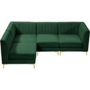  Manufacturer Color_Green -- Alina 91" Green Velvet Upholstered 4 pc Modular Sectional IMAGE 9