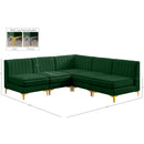  Manufacturer Color_Green -- Alina 84.5" Green Velvet Upholstered 5 pc Modular Sectional IMAGE 17
